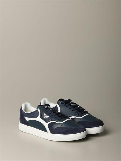 SNEAKER PELLE BLU/BIANCO